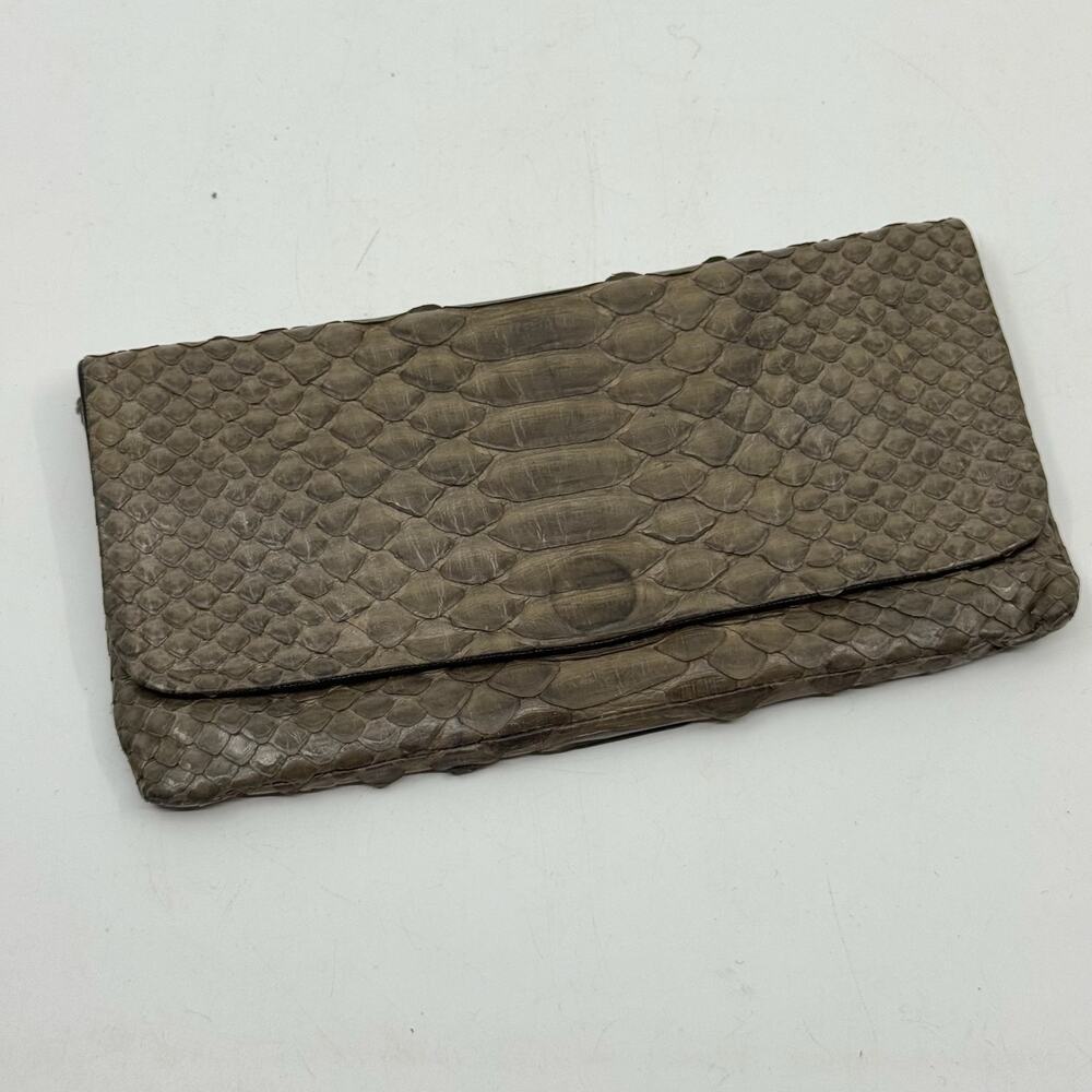 Vintage Python Snakeskin Olive Gray Wallet - image 1
